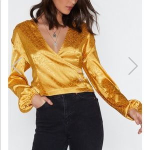 yellow crop top blouse